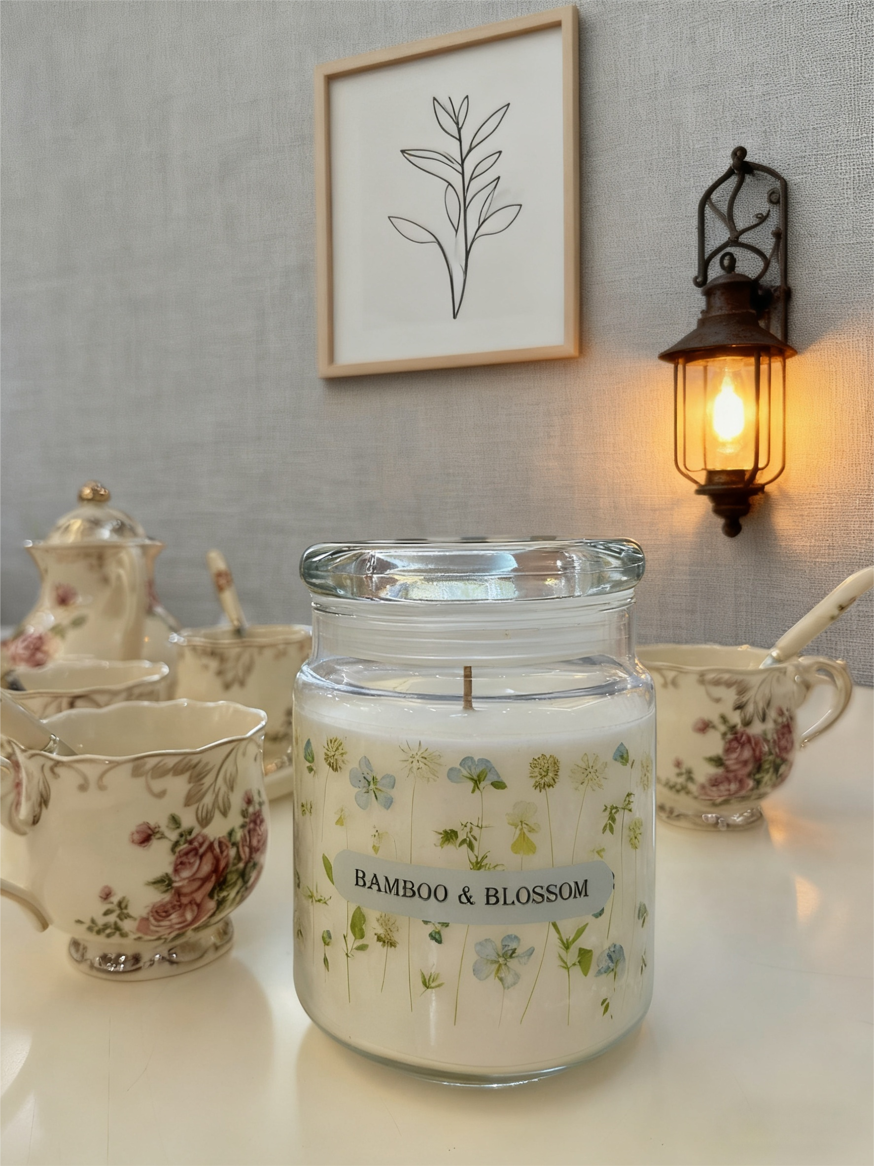 20oz Large Glass Jar Candle - Bamboo & Blossom